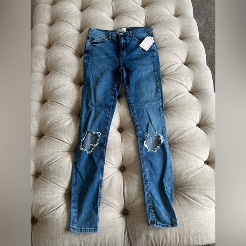 Free People Blue Skinny Distressed Jeans